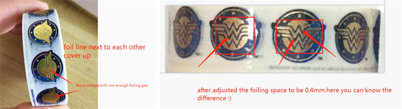 As we need at least 0.4mm foil space gap to ensure the foil part won’t connect together,example show as below for comparison. (1
